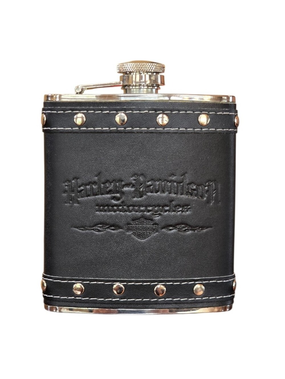 Harley-Davidson Stainless Steel Black Leather Hip Flask